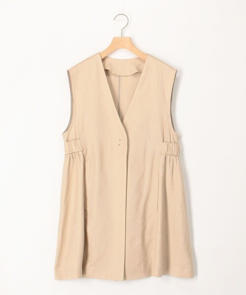 MICO COULIER（ミコクリエ）の「イージーケアリネンベスト（ノーカラージャケット・レディース・ダークネイビー/ベージュ/キナリ・38）」の21枚目の写真