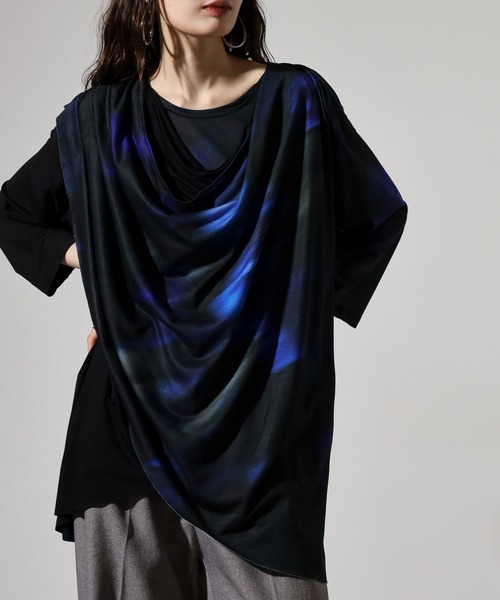 REGIEVO(レジエボ)の「ドレープ7分袖Tシャツ(Tシャツ/カットソー・メンズ・ブルー/レッド・M/L)」の22枚目の写真