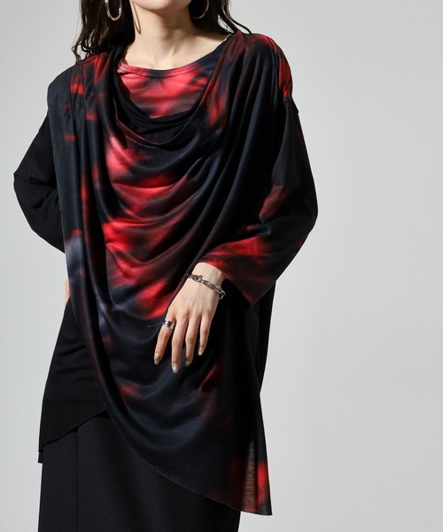 REGIEVO(レジエボ)の「ドレープ7分袖Tシャツ(Tシャツ/カットソー・メンズ・ブルー/レッド・M/L)」の19枚目の写真