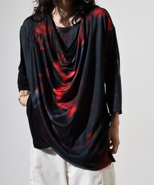 REGIEVO(レジエボ)の「ドレープ7分袖Tシャツ(Tシャツ/カットソー・メンズ・ブルー/レッド・M/L)」の11枚目の写真
