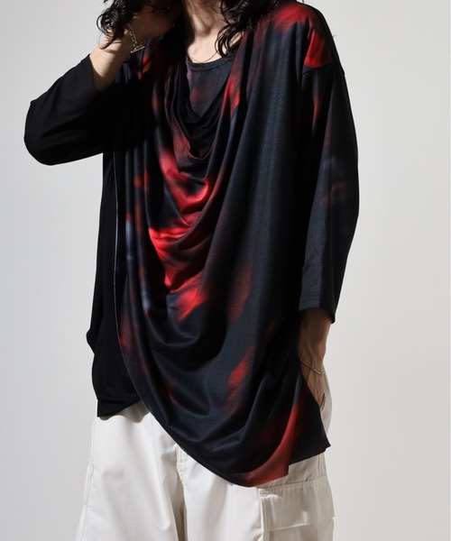 REGIEVO(レジエボ)の「ドレープ7分袖Tシャツ(Tシャツ/カットソー・メンズ・ブルー/レッド・M/L)」の9枚目の写真