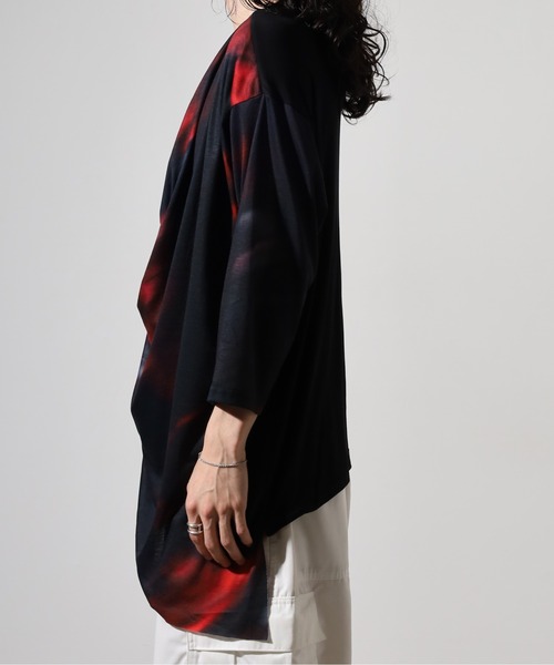 REGIEVO(レジエボ)の「ドレープ7分袖Tシャツ(Tシャツ/カットソー・メンズ・ブルー/レッド・M/L)」の6枚目の写真