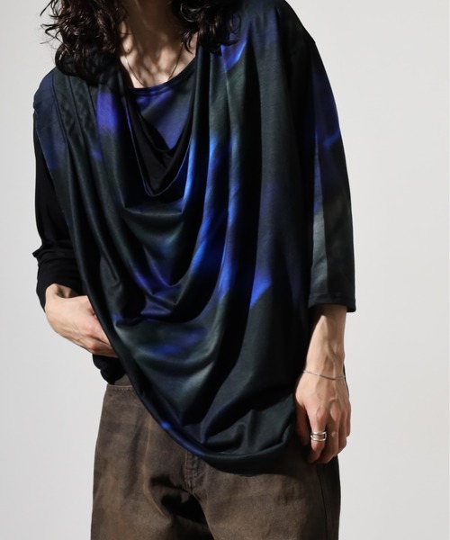REGIEVO(レジエボ)の「ドレープ7分袖Tシャツ(Tシャツ/カットソー・メンズ・ブルー/レッド・M/L)」の14枚目の写真