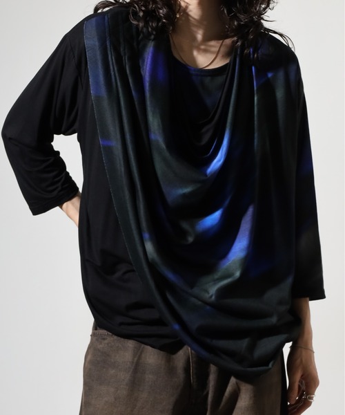 REGIEVO(レジエボ)の「ドレープ7分袖Tシャツ(Tシャツ/カットソー・メンズ・ブルー/レッド・M/L)」の13枚目の写真