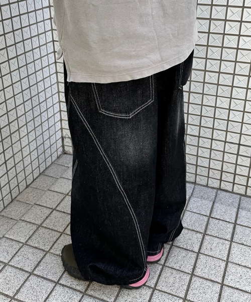 UNDERSTATEMENTs(アンダーステイトメント)の「【ユニセックス】ブラスト加工バルーン切り替えデニムパンツ(デニムパンツ・レディース・ブラック/インディゴブルー・SMALL/LARGE/MEDIUM)」の10枚目の写真