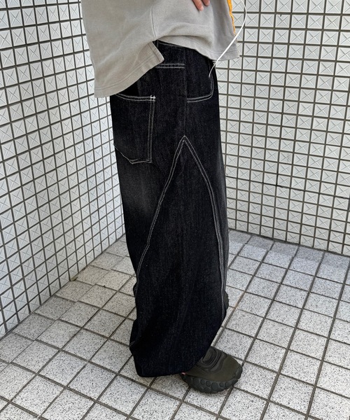 UNDERSTATEMENTs(アンダーステイトメント)の「【ユニセックス】ブラスト加工バルーン切り替えデニムパンツ(デニムパンツ・レディース・ブラック/インディゴブルー・SMALL/LARGE/MEDIUM)」の11枚目の写真