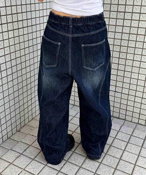 UNDERSTATEMENTs(アンダーステイトメント)の「【ユニセックス】ブラスト加工バルーン切り替えデニムパンツ(デニムパンツ・レディース・ブラック/インディゴブルー・SMALL/LARGE/MEDIUM)」の16枚目の写真