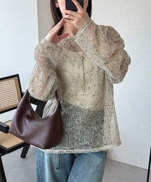 melange mesh sheer pullover / メランジメッシュシアートップス