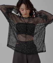 melange mesh sheer pullover / メランジメッシュシアートップス