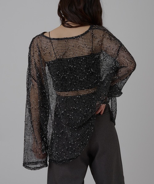 MUHET(ミュエータ)の「melange mesh sheer pullover / メランジメッシュシアートップス(Tシャツ/カットソー・レディース・ブラック/ベージュ・FREE)」の21枚目の写真