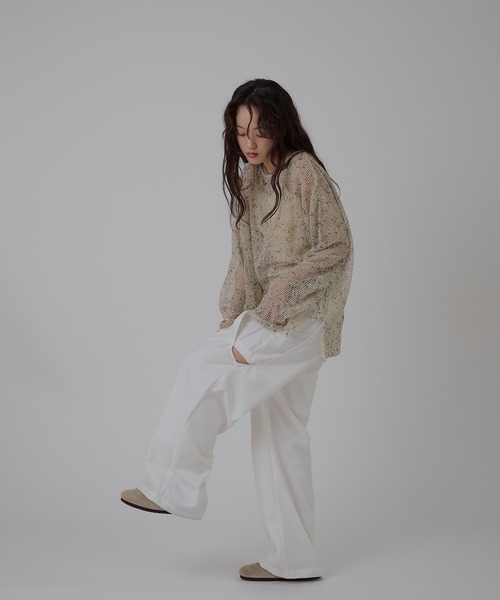 MUHET(ミュエータ)の「melange mesh sheer pullover / メランジメッシュシアートップス(Tシャツ/カットソー・レディース・ブラック/ベージュ・FREE)」の12枚目の写真