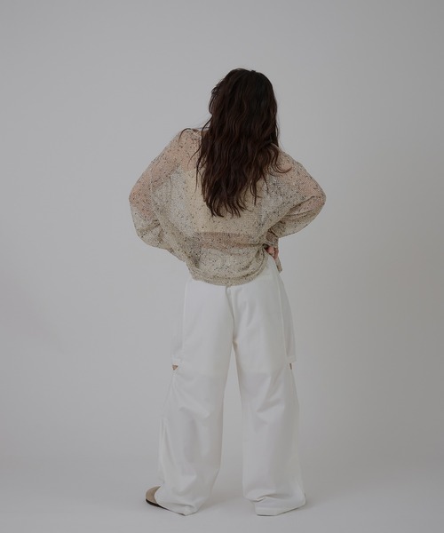 MUHET(ミュエータ)の「melange mesh sheer pullover / メランジメッシュシアートップス(Tシャツ/カットソー・レディース・ブラック/ベージュ・FREE)」の13枚目の写真