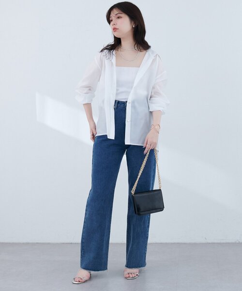 natural couture(ナチュラルクチュール)の「【sherbet line】接触冷感 フーデッド羽織シャツ(シャツ/ブラウス・レディース・ブラック/サックスブルー/グレー/オフホワイト・FREE)」の8枚目の写真