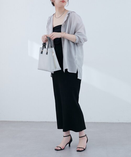 natural couture(ナチュラルクチュール)の「【sherbet line】接触冷感 フーデッド羽織シャツ(シャツ/ブラウス・レディース・ブラック/サックスブルー/グレー/オフホワイト・FREE)」の18枚目の写真