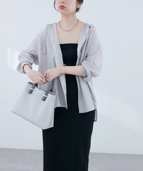 natural couture(ナチュラルクチュール)の「【sherbet line】接触冷感 フーデッド羽織シャツ(シャツ/ブラウス・レディース・ブラック/サックスブルー/グレー/オフホワイト・FREE)」の17枚目の写真