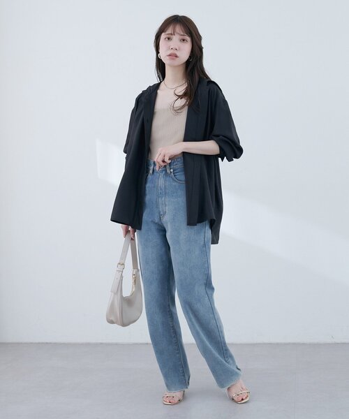 natural couture(ナチュラルクチュール)の「【sherbet line】接触冷感 フーデッド羽織シャツ(シャツ/ブラウス・レディース・ブラック/サックスブルー/グレー/オフホワイト・FREE)」の12枚目の写真