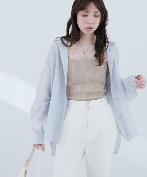 natural couture(ナチュラルクチュール)の「【sherbet line】接触冷感 フーデッド羽織シャツ(シャツ/ブラウス・レディース・ブラック/サックスブルー/グレー/オフホワイト・FREE)」の22枚目の写真