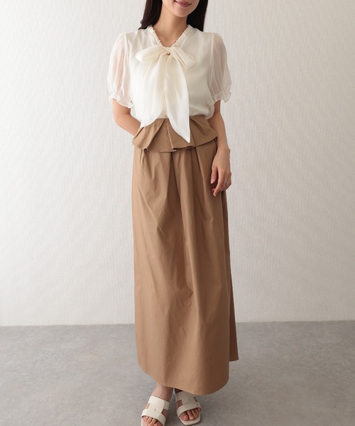 Lace Ladies(レースレディース)の「ボウタイ リボン パール 半袖 パフスリーブ ブラウス(シャツ/ブラウス・レディース・アイボリー・M)」の14枚目の写真