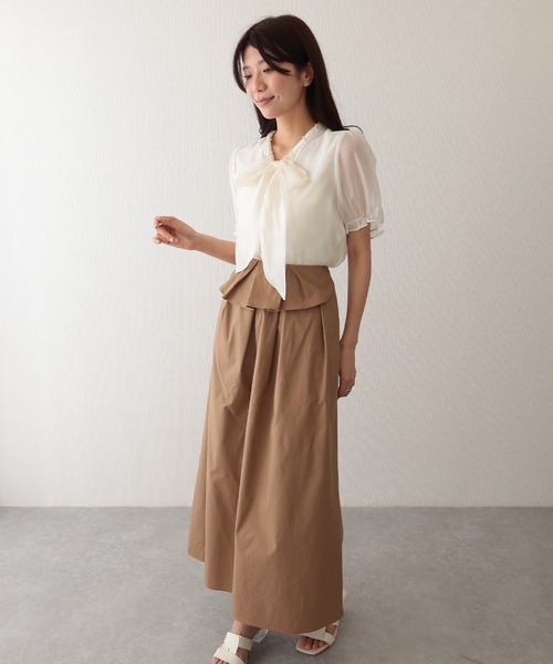 Lace Ladies(レースレディース)の「ボウタイ リボン パール 半袖 パフスリーブ ブラウス(シャツ/ブラウス・レディース・アイボリー・M)」の5枚目の写真