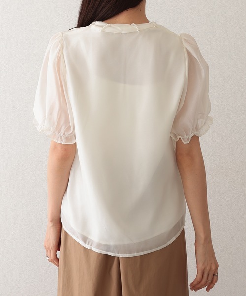 Lace Ladies(レースレディース)の「ボウタイ リボン パール 半袖 パフスリーブ ブラウス(シャツ/ブラウス・レディース・アイボリー・M)」の7枚目の写真