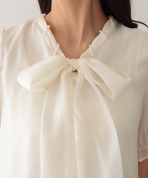 Lace Ladies(レースレディース)の「ボウタイ リボン パール 半袖 パフスリーブ ブラウス(シャツ/ブラウス・レディース・アイボリー・M)」の8枚目の写真