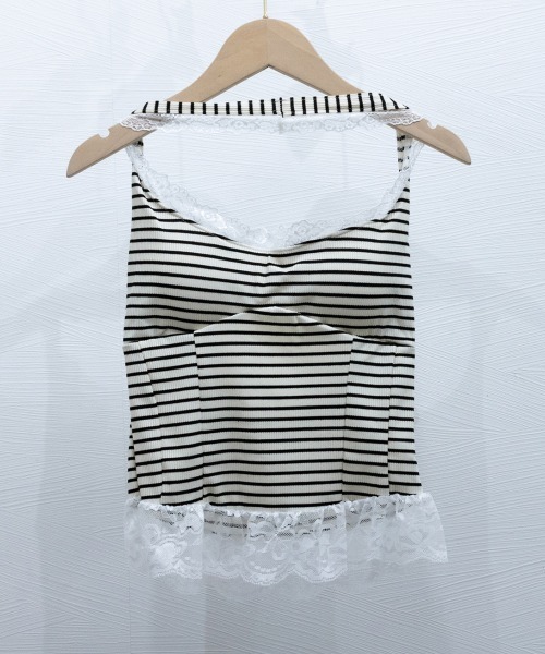 Miniministore(ミニミニストア)の「裾フリルレースホルターネックタンクトップ(タンクトップ・レディース・ホワイト/ベージュ/ピンク/その他/ブラック・FREE)」の18枚目の写真