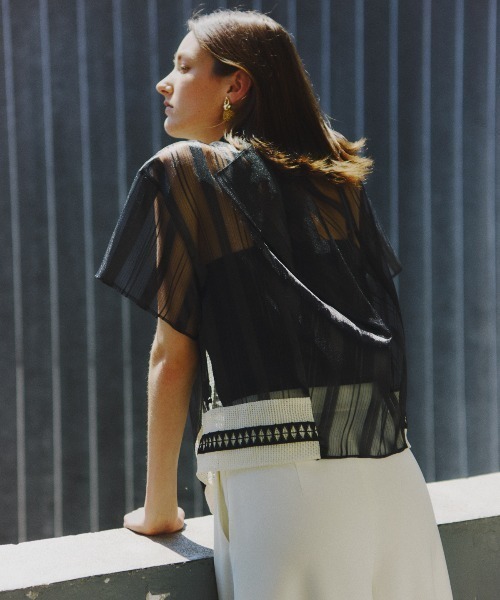 【25ss 新品】ADORE アドーア ブラウス シアー シアーストライプブラウス（シャツ/ブラウス）｜ADORE（アドーア