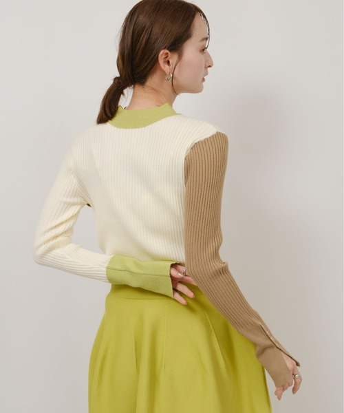 前後2way カラーブロックリブハイゲージニット Palm Riche│Eimee Law