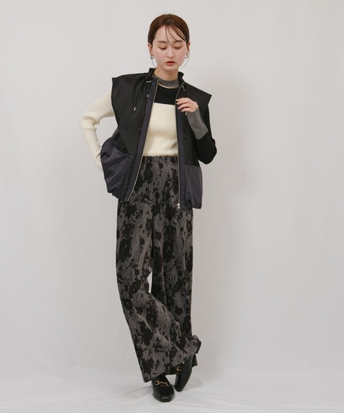 前後2way カラーブロックリブハイゲージニット Palm Riche│Eimee Law