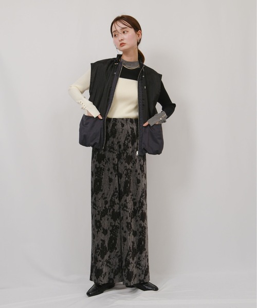 前後2way カラーブロックリブハイゲージニット Palm Riche│Eimee Law