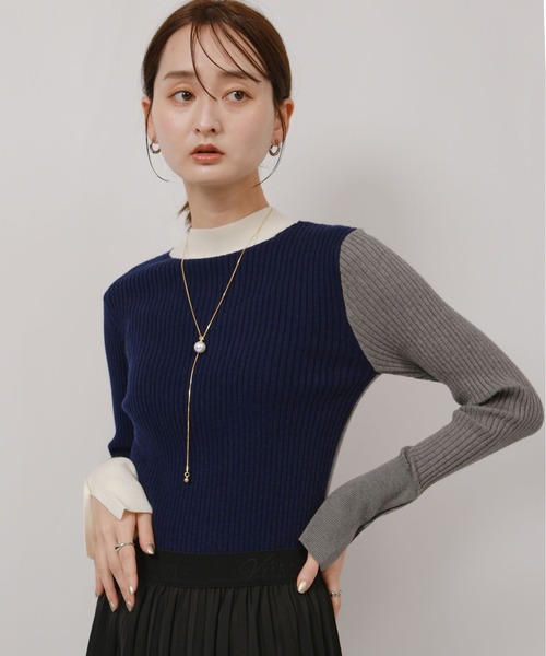 ♥新品未使用！Palm Riche シアージップニット（ブルー） BLUE×PALANG（ブルーパラン） ニット セーター 「ZOZOTOWN限定カラー