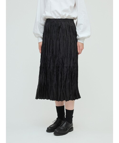 mizuiroind（ミズイロインド）の「mizuiro ind サテンワッシャープリーツスカート（スカート・レディース・グレー/ライトブルー/ブラック・FREE）」の11枚目の写真
