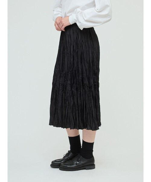 mizuiroind（ミズイロインド）の「mizuiro ind サテンワッシャープリーツスカート（スカート・レディース・グレー/ライトブルー/ブラック・FREE）」の12枚目の写真