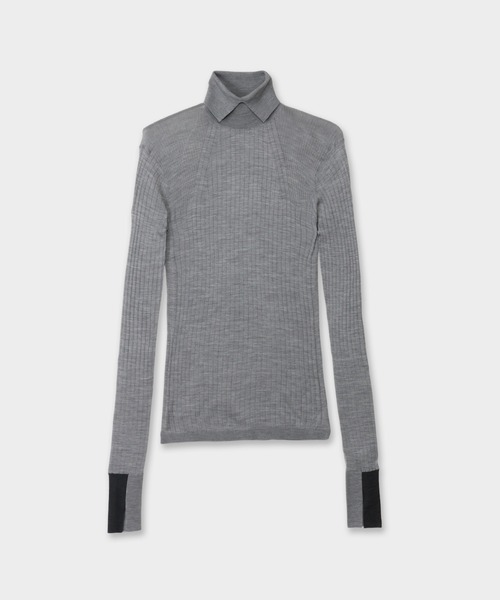 CINOH(チノ)の「SILK TURTLE NECK TIGHT KNIT(ニット/セーター・レディース・ネイビー/チャコールグレー/ライトグレー・38)」の3枚目の写真