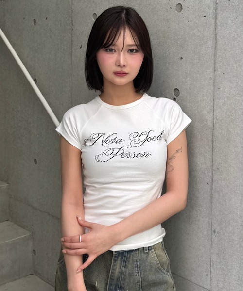 ZIPPER CLUB(ZIPPER CLUB ジッパークラブ)の「Edge letter Tshirt(Tシャツ/カットソー・レディース・ホワイト/ブラック・LARGE/MEDIUM/SMALL)」の1枚目の写真
