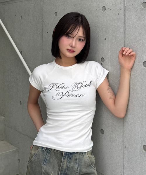 ZIPPER CLUB(ZIPPER CLUB ジッパークラブ)の「Edge letter Tshirt(Tシャツ/カットソー・レディース・ホワイト/ブラック・LARGE/MEDIUM/SMALL)」の3枚目の写真