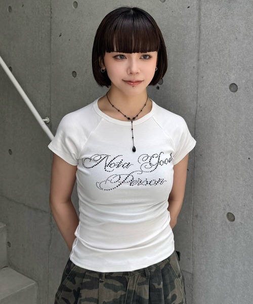 ZIPPER CLUB(ZIPPER CLUB ジッパークラブ)の「Edge letter Tshirt(Tシャツ/カットソー・レディース・ホワイト/ブラック・LARGE/MEDIUM/SMALL)」の7枚目の写真