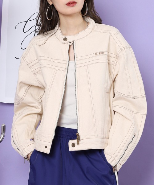 未使用品★ yumiさん　デニムジャケット　アイボリー ニードルパンチデニムジャケット【THREE DOTS】|ネミカ | レリアン公式