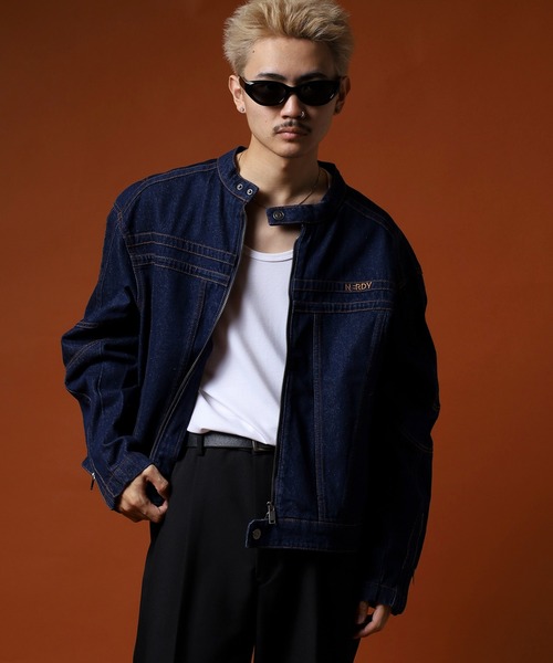 NERDY（ノルディ）の「ユニＮＹデニムバイカージャケット（デニムジャケット・メンズ・ブルー/ベージュ/ネイビー・SS/M/L/S）」の9枚目の写真