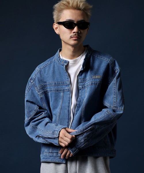 NERDY（ノルディ）の「ユニＮＹデニムバイカージャケット（デニムジャケット・メンズ・ブルー/ベージュ/ネイビー・SS/M/L/S）」の14枚目の写真
