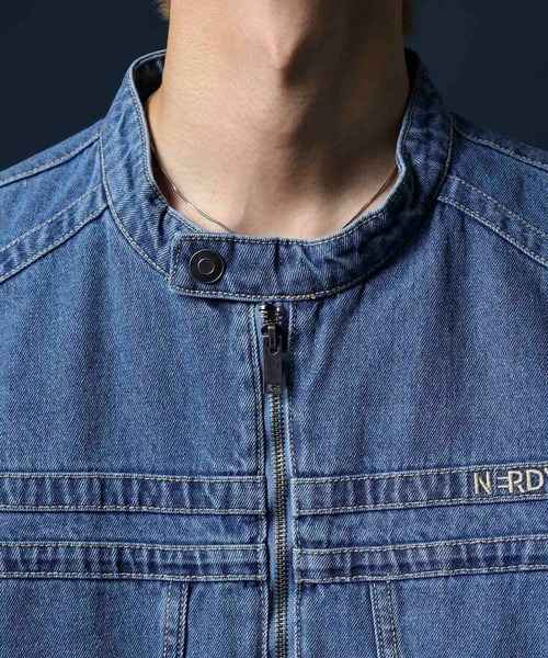 NERDY（ノルディ）の「ユニＮＹデニムバイカージャケット（デニムジャケット・メンズ・ブルー/ベージュ/ネイビー・SS/M/L/S）」の21枚目の写真