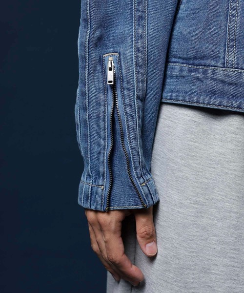 セール】ユニNYデニムバイカージャケット（デニムジャケット