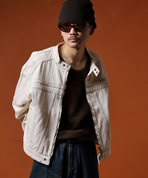 NERDY（ノルディ）の「ユニＮＹデニムバイカージャケット（デニムジャケット・メンズ・ブルー/ベージュ/ネイビー・SS/M/L/S）」の5枚目の写真