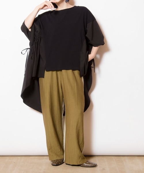 OSMOSIS(オズモーシス)の「サイドギャザープルオーバー(Tシャツ/カットソー・レディース・ブラック/カーキ/アイボリー・ONE SIZE)」の18枚目の写真