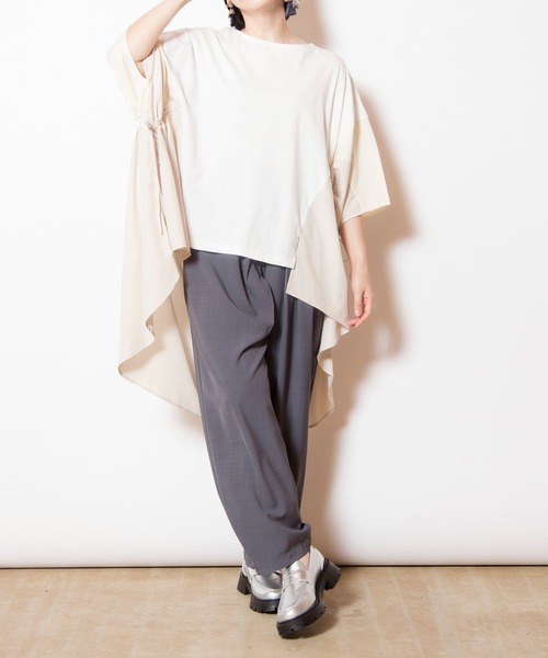 OSMOSIS(オズモーシス)の「サイドギャザープルオーバー(Tシャツ/カットソー・レディース・ブラック/カーキ/アイボリー・ONE SIZE)」の20枚目の写真