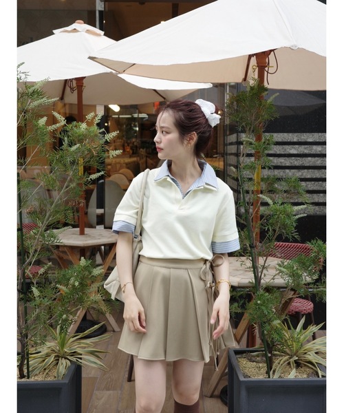 JUMELLE(ジュメロ)の「wrap pleats skirt(スカート・レディース・グレー/ベージュ・MEDIUM)」の9枚目の写真