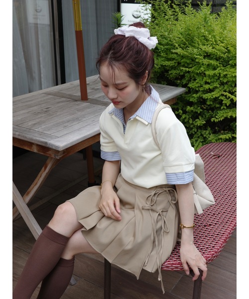 JUMELLE(ジュメロ)の「wrap pleats skirt(スカート・レディース・グレー/ベージュ・MEDIUM)」の10枚目の写真