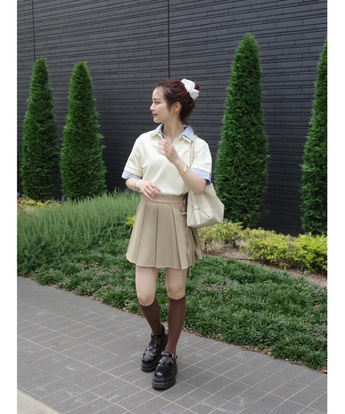 JUMELLE(ジュメロ)の「wrap pleats skirt(スカート・レディース・グレー/ベージュ・MEDIUM)」の13枚目の写真