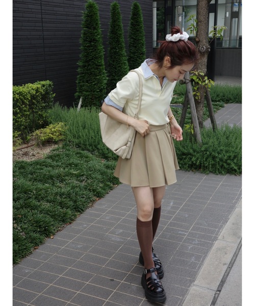 JUMELLE(ジュメロ)の「wrap pleats skirt(スカート・レディース・グレー/ベージュ・MEDIUM)」の16枚目の写真