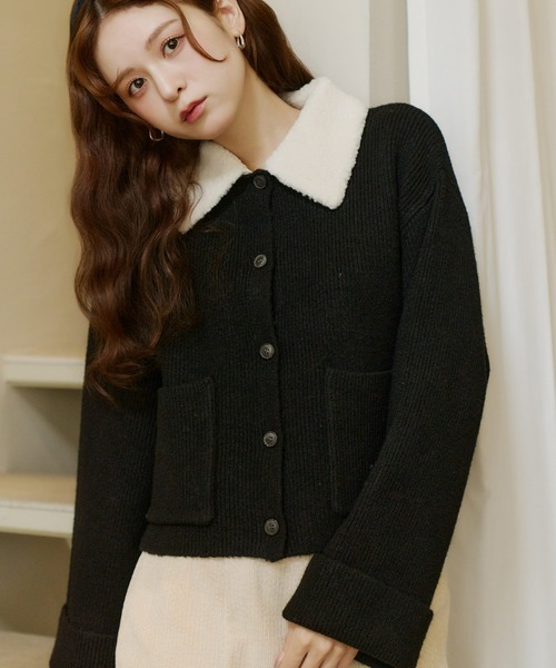 Olu.（オルドット）の「ボアカラーポケットカーディガン（カーディガン